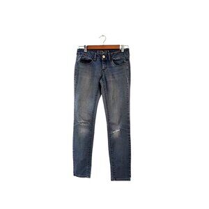 So Juniors Medium Wash Distressed Skinny Jeans Size 3